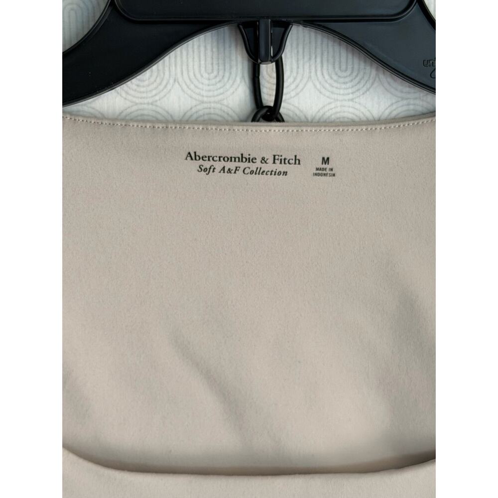 Abercrombie Fitch Soft A&F Bodysuit Size M Tan Square Neck Long Sleeve - Picture 2 of 5